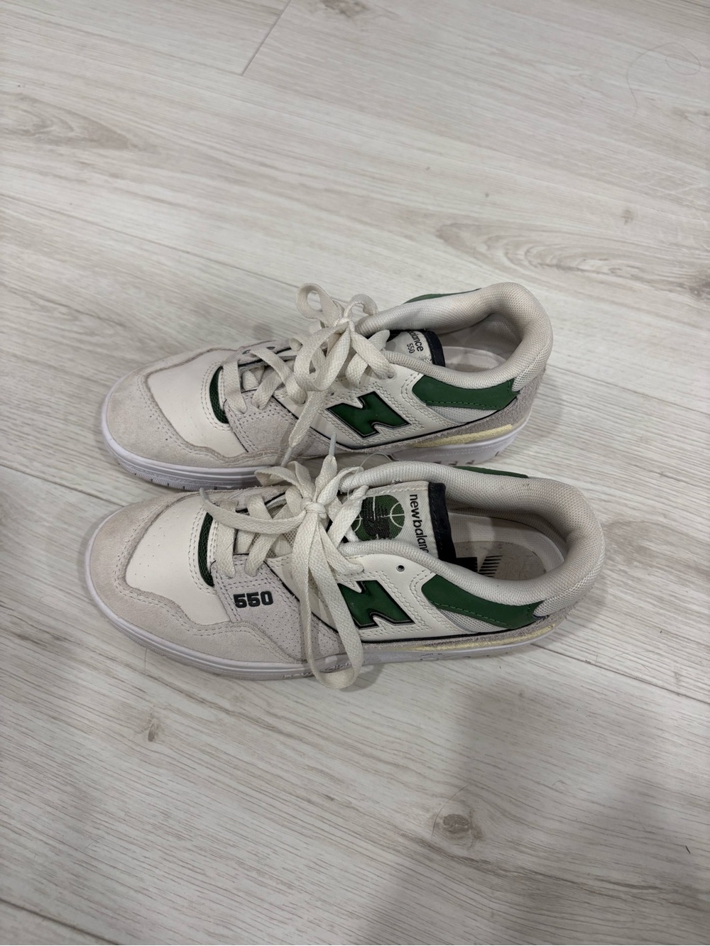 New Balance 550 Sneakers in White and Green